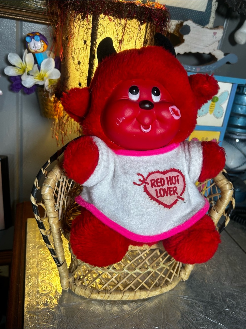 Vintage 1980’s Dan Dee Red Hot Lover Devil Plush Rubber Face